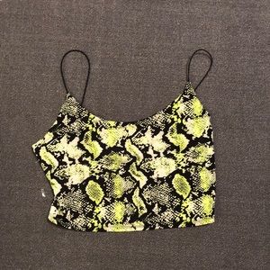 Neon snake print crop top